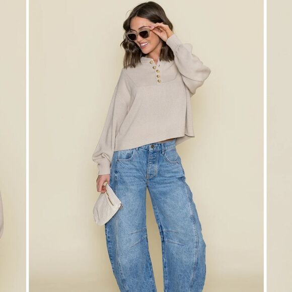 NWT LNA CLOTHING Baylee Henley Sweater Tan XS - Picture 13 of 13